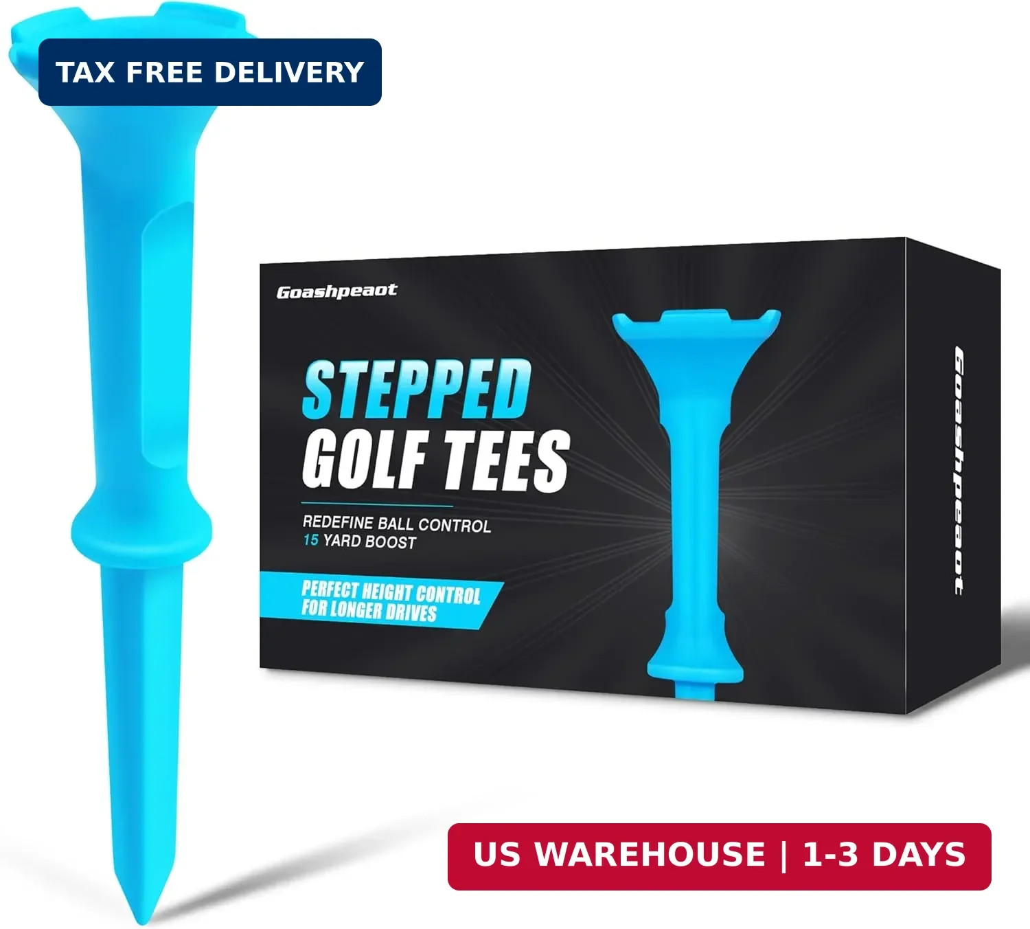 Stepped Golf Tees, 110 Count Plastic Golf Tees, Fixed Tee Height Golf Tees with