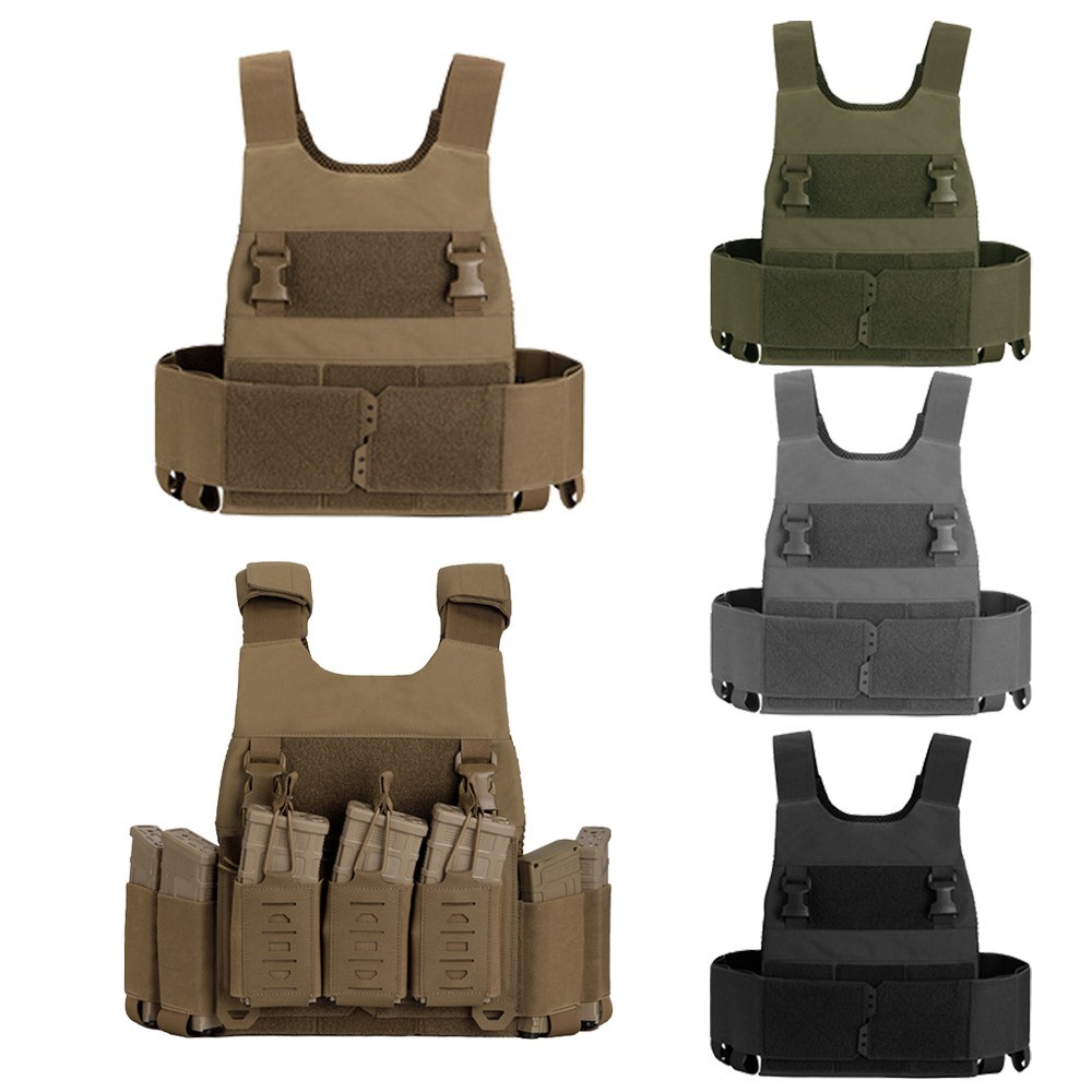 Tactical Plate Carrier Adjustbale MOLLE Quick Release Hunting Vest w/ Side Pouch
