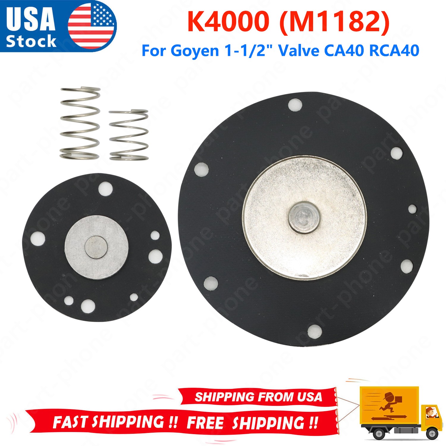 Diaphragm Repair Kit K4000 (M1182) K4000M1182 for Goyen 1-1/2" Valve CA40 RCA40