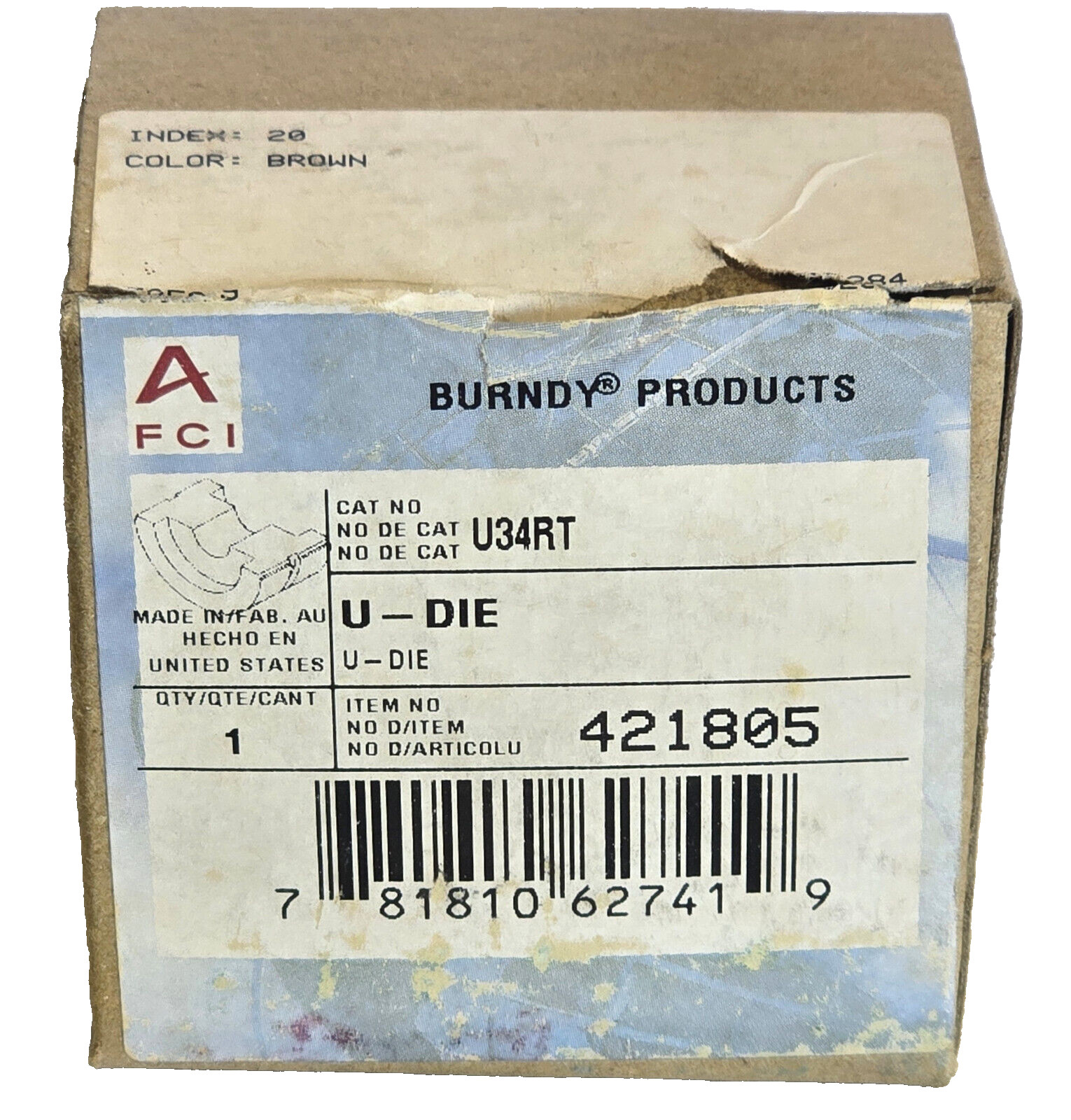 *NEW* Burndy U34RT Type U Crimping Die [ Brown ]