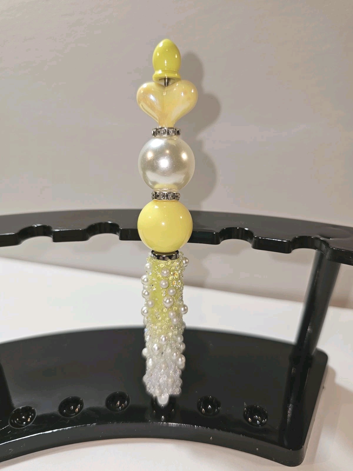 Handcrafted Rhinestone Acrylic Beaded Stylus Sparkly Bling White Yellow