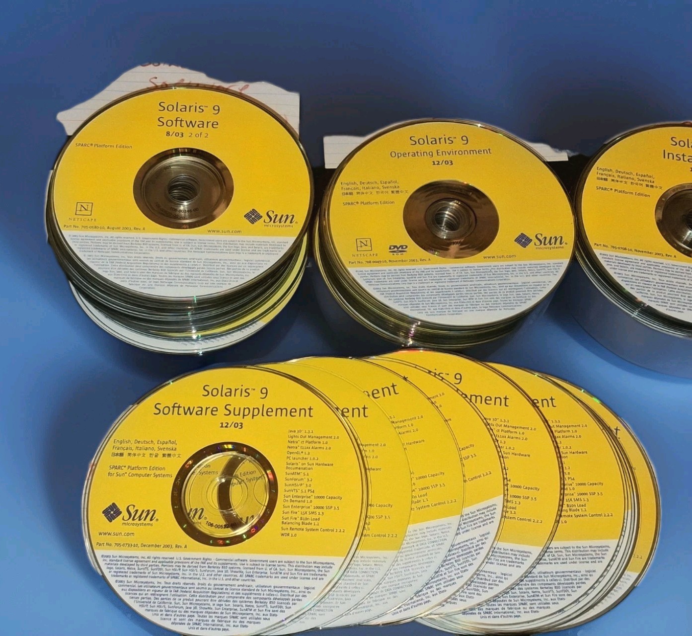 SUN Microsystems SOLARIS 9 -BOTH X86 & SPARC Platform Ed. 176 DISCS bundle Lot