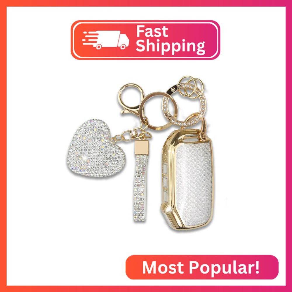 Simocky Key Fob Cover with Heart Keychain, Car Key Shell Compatible with Kia 202