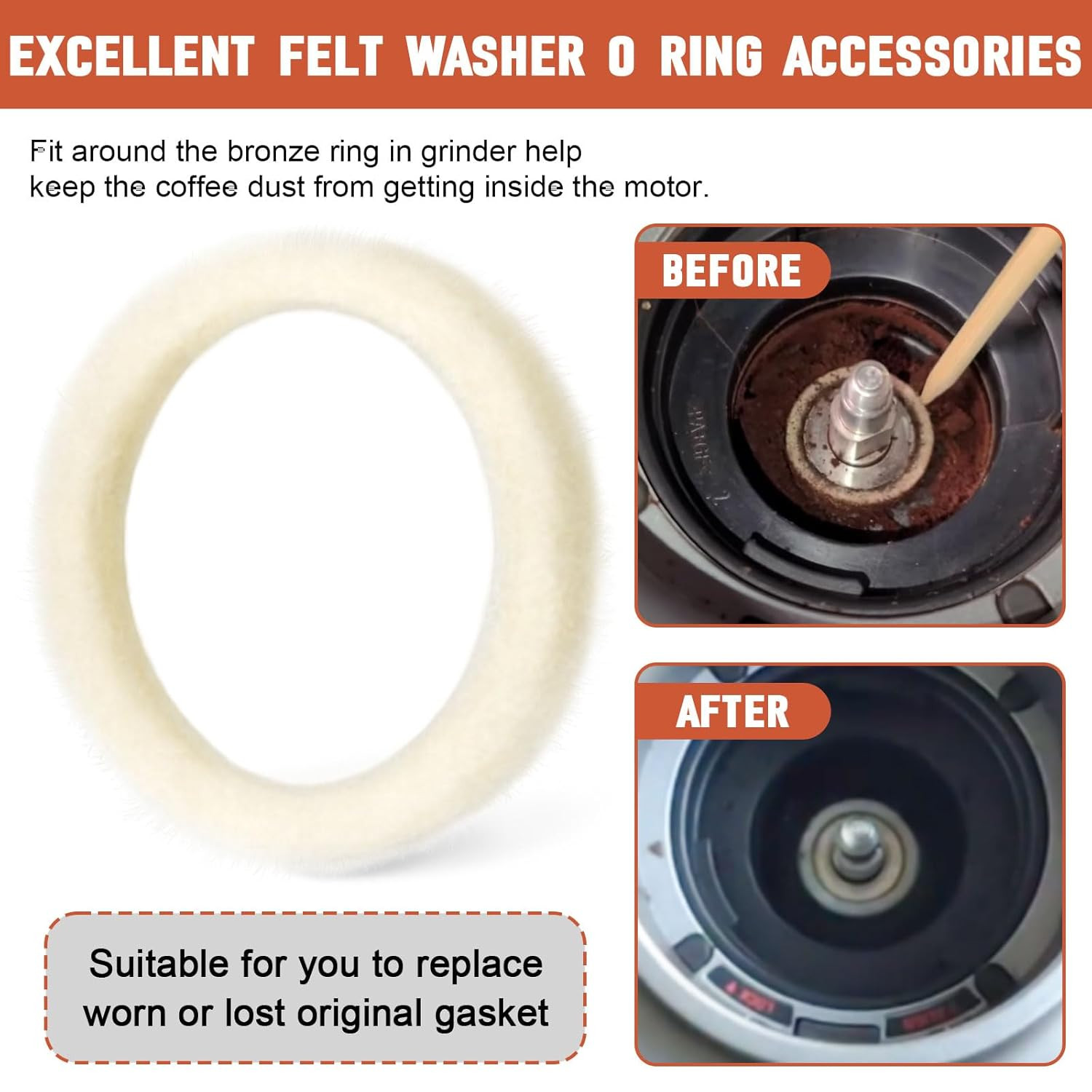 Felt Washer Lower Burr for Breville Espresso Machine Grinders BES870XL, SP000157