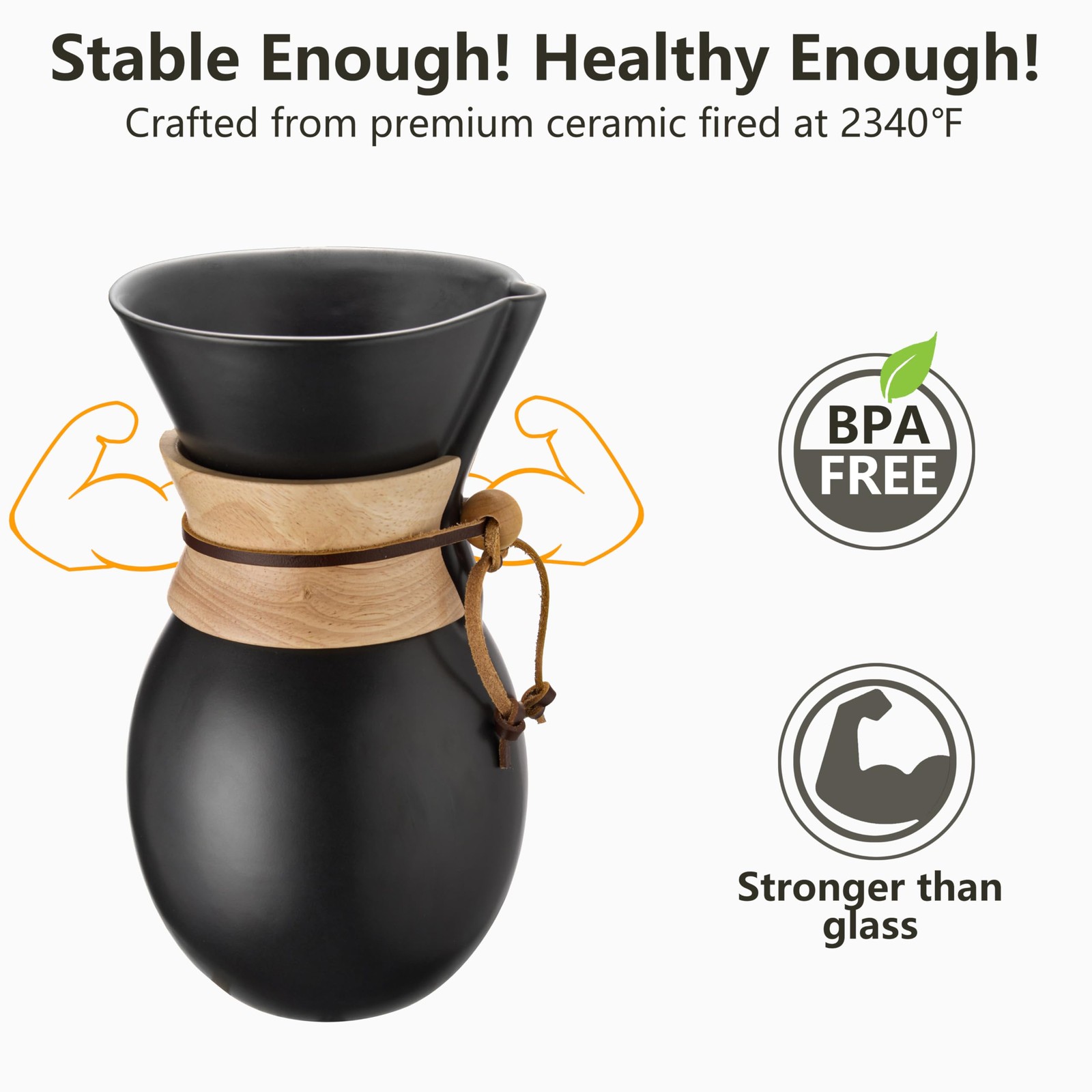 Ceramic Pour Over Coffee Maker with 20 pcs Paper Filter, 8-Cup, 34oz, Pour Ov...