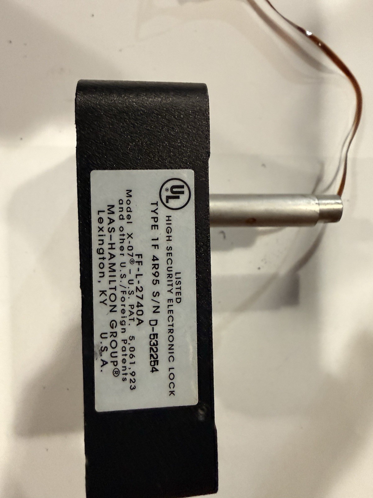 MAS Hamilton High Security Electronic Lock Type 1F Model X-07