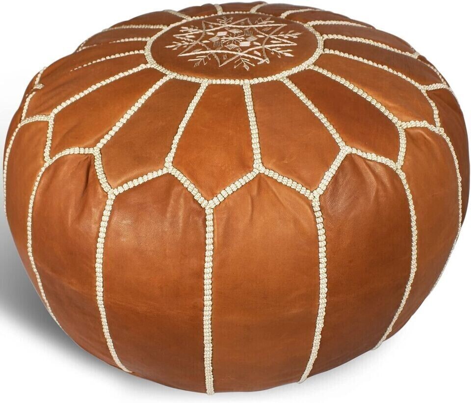 Pouf Brown Handmade New Moroccan Ottoman Leather Boho Footstool Unstuffed
