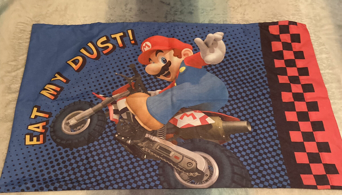Nintendo 2010 Mario Kart Wii Game Mario & Luigi Two Sided Standard Pillow Case