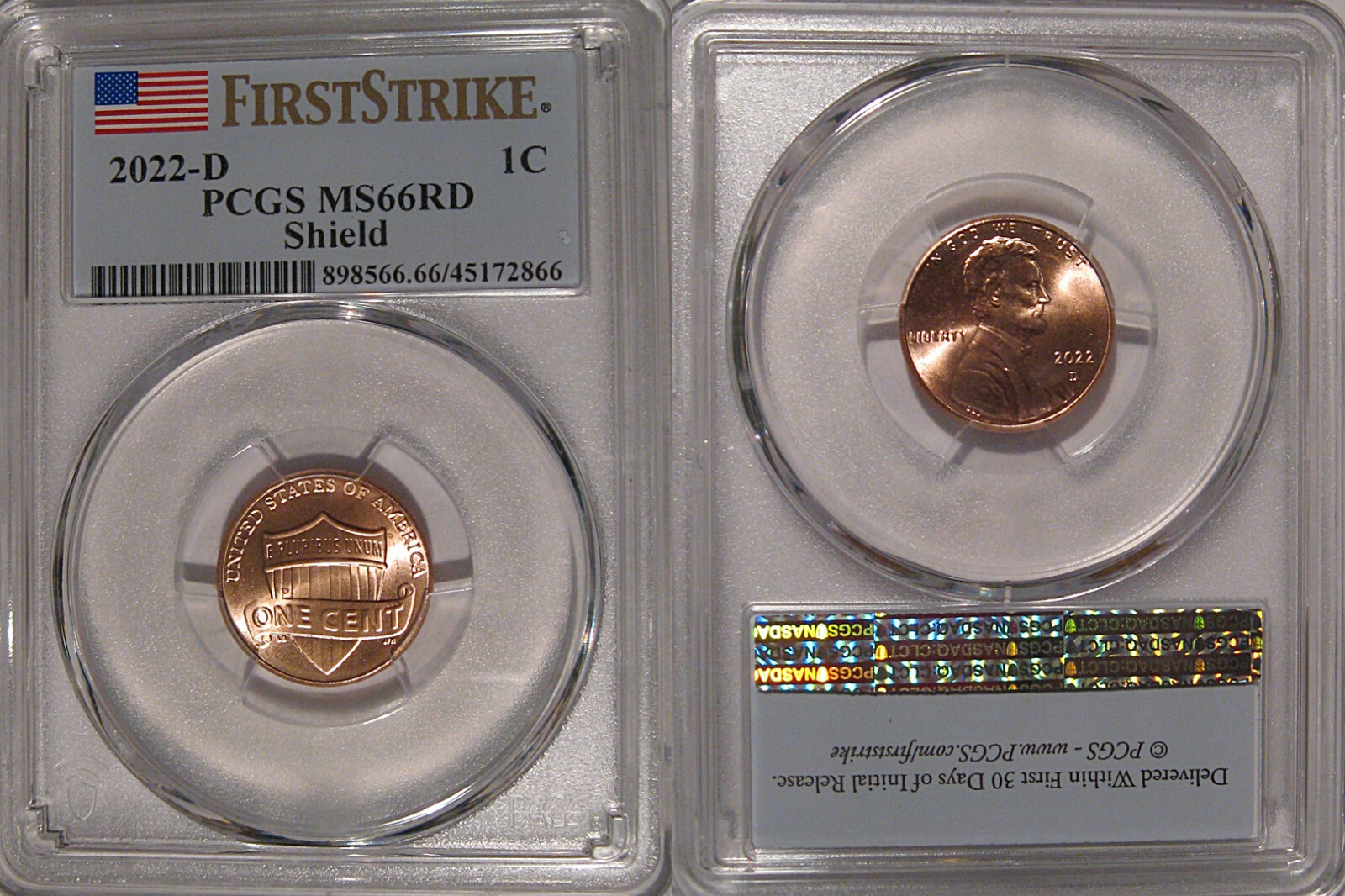 2022 D Lincoln SHIELD Cent 1c PCGS MS66RD FIRST STRIKE
