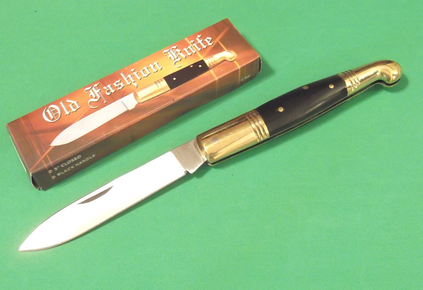 Old Fashion Knife 202884BK Black Horn pocket folder PA2884BK 4 5/8" closed NEW!