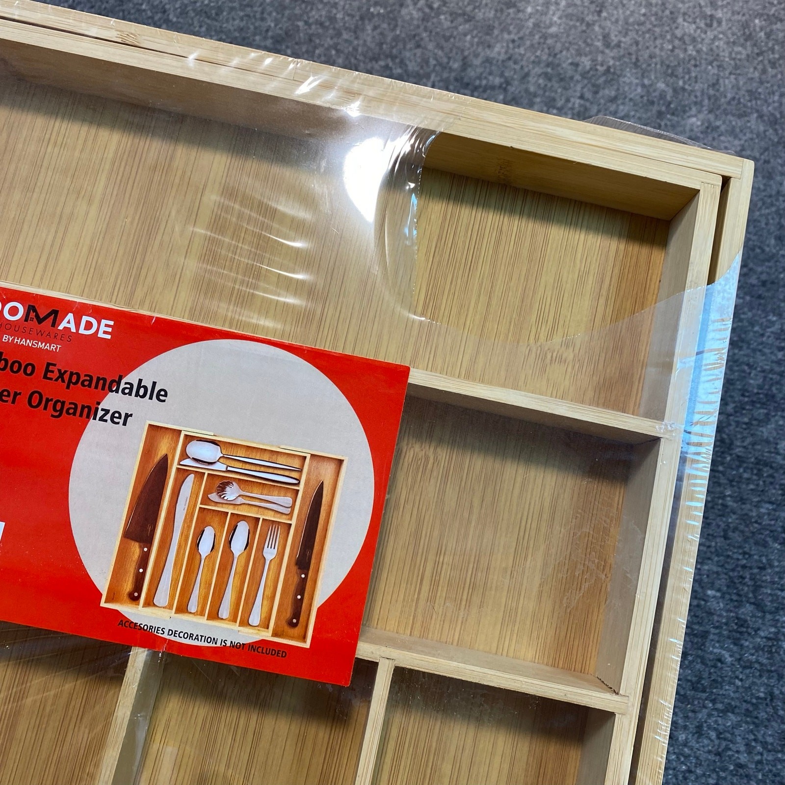 Koomade Bamboo Drawer Organizer Adjustable Kitchen Cutlery Tray Storage Box