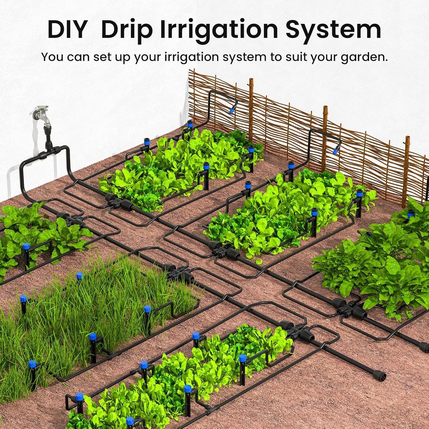 230FT Quick-Connect Drip Irrigation System Kit, Automatic Garden Watering Sys...