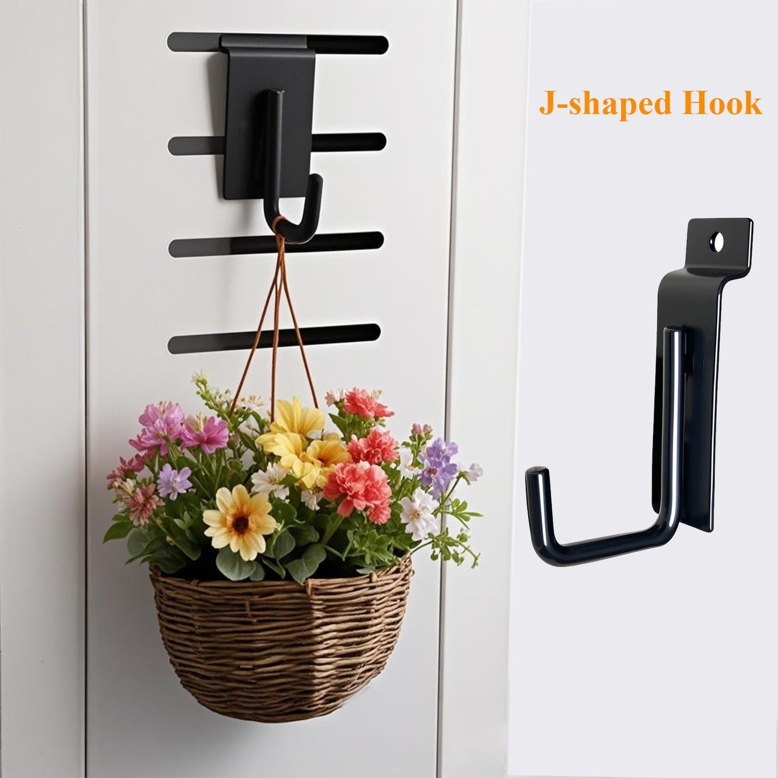 25 PCS J Shaped Slatwall Hooks Pegboard Gridwall Heavy Duty Shelf Brackets