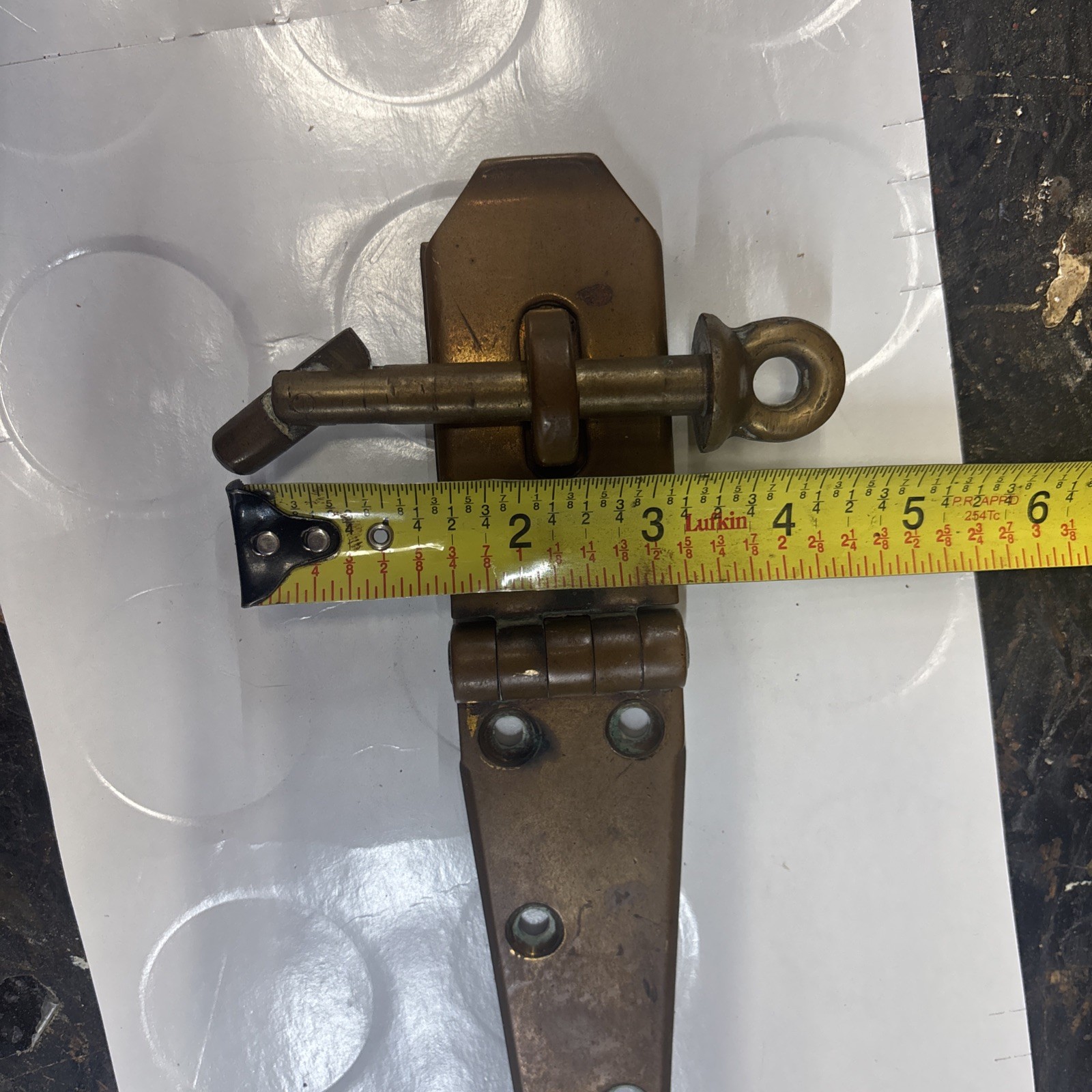 Antique Solid Brass Padlock Hasp Locking Pin Early Industrial Hardware