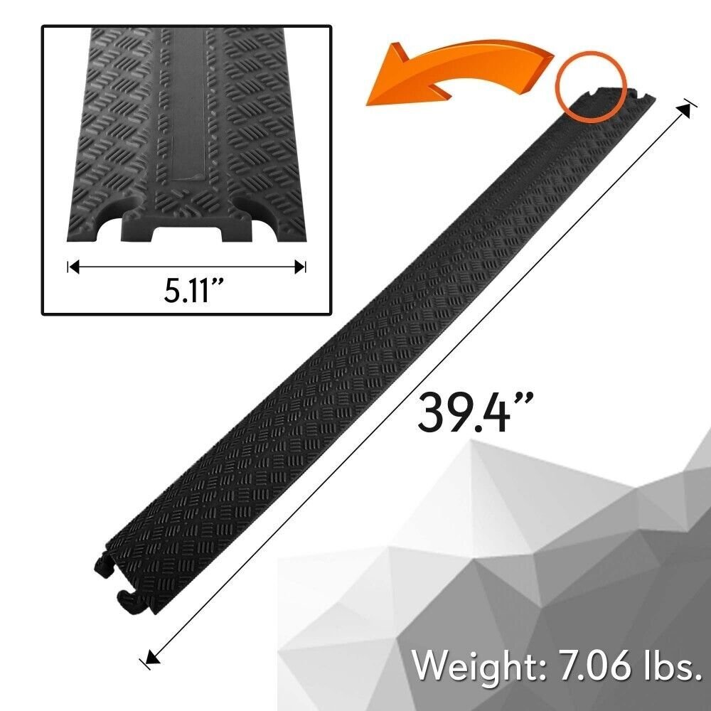 Pyle Cable Protector Cover Ramp - Cord/Wire Safety Concealment Track