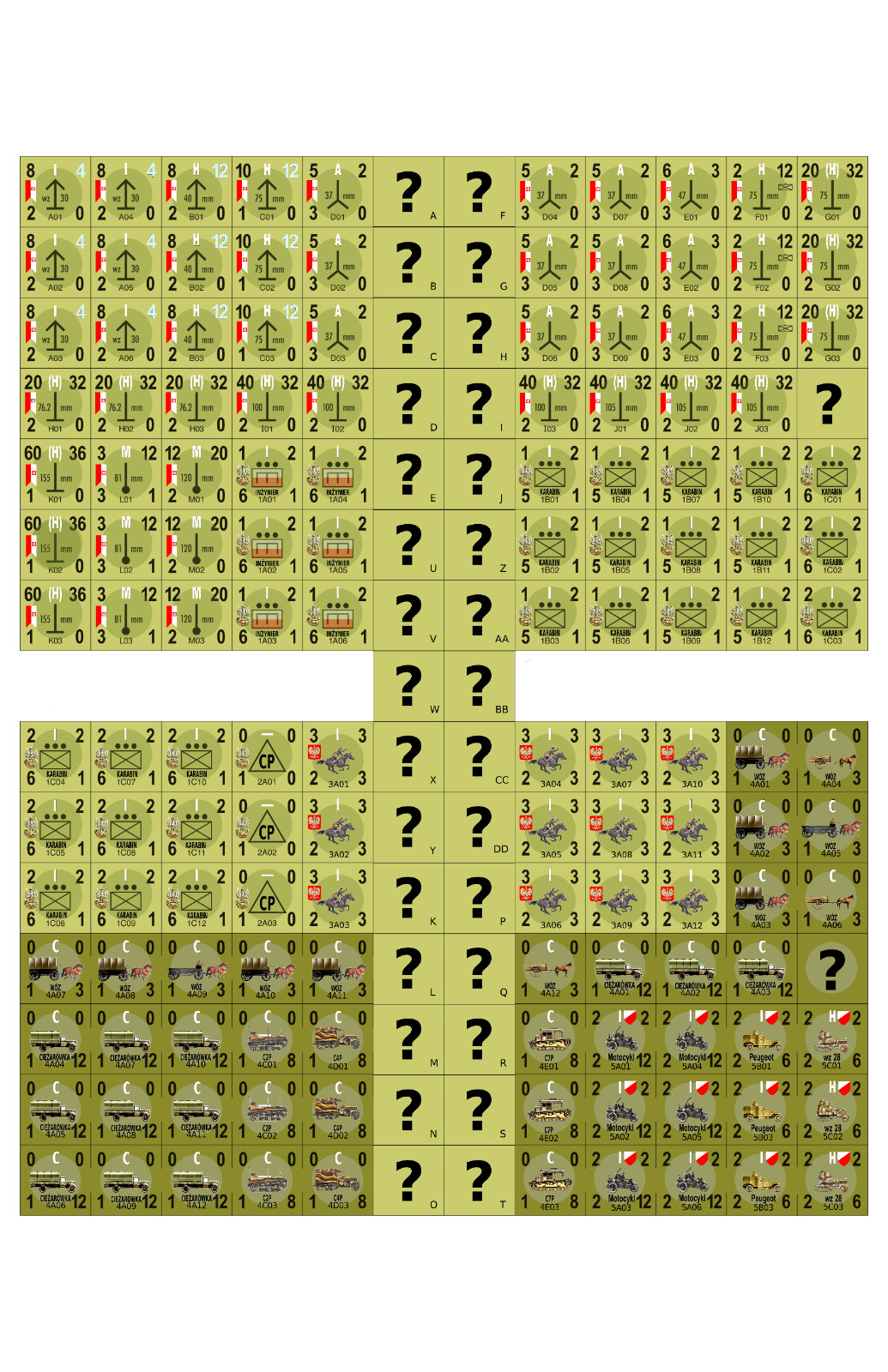 Polish Army Colored Counters PanzerBlitz Panzer Leader