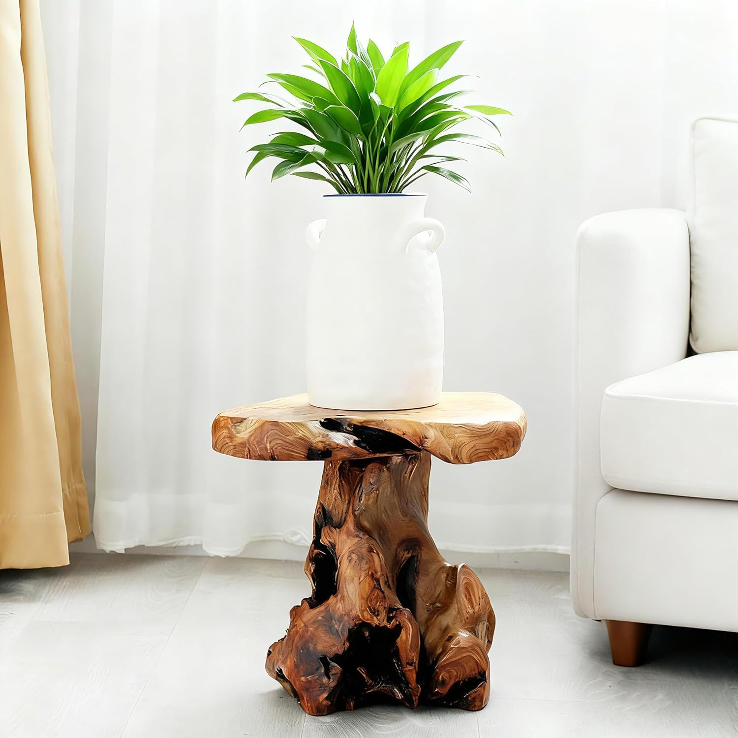 13.8" Live Edge Cedar Tree Stump Stool Handcrafted Solid Natural Wood Side Table