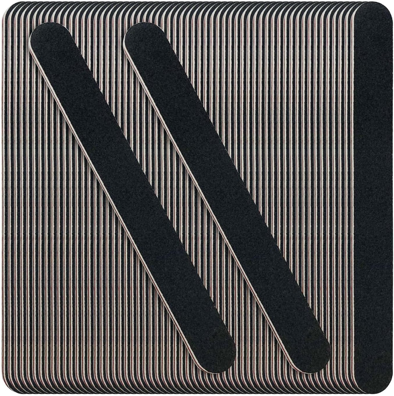60 Pack Nail Files, Black 100/180 Grit Double Sides Emery Boards Nail File, Reus