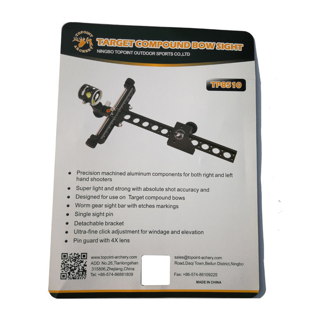 Compound Bow Sight Single Pin 4X Lens 0.059" Micro Adjust Archery Hunting Shoot