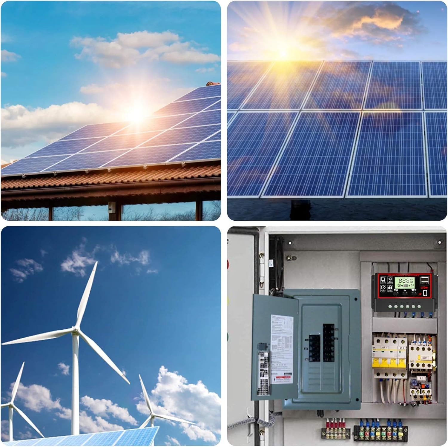 30A PWM Solar Charge Controller with Dual USB & LCD Display for 12V/24V Systems