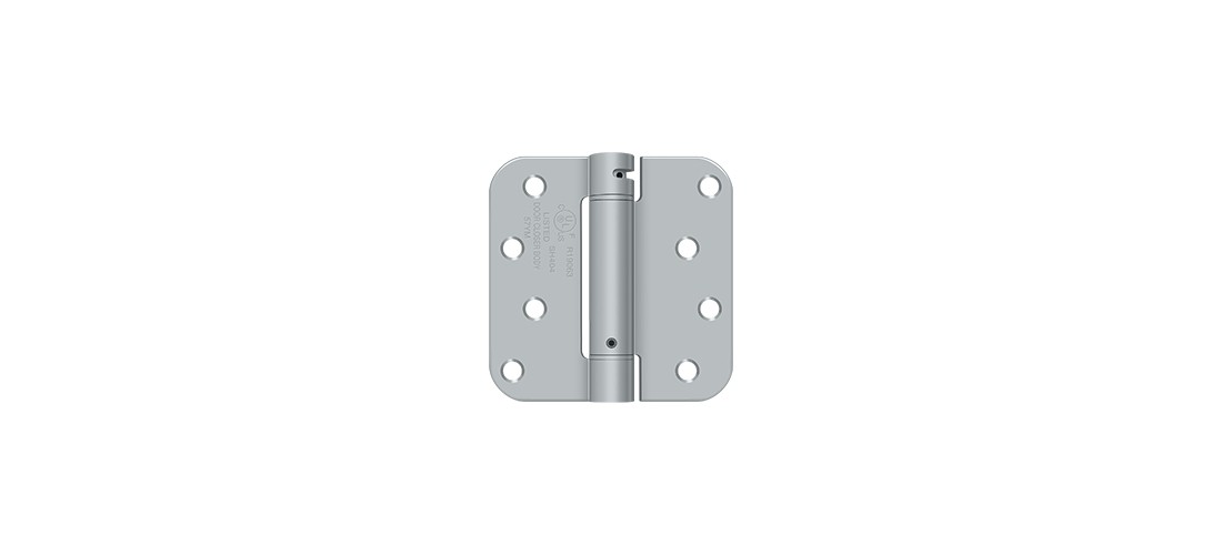 Deltana DSH4R526D 4" x 4" x 5/8" Spring Hinge, UL Listed in Brushed Chrome