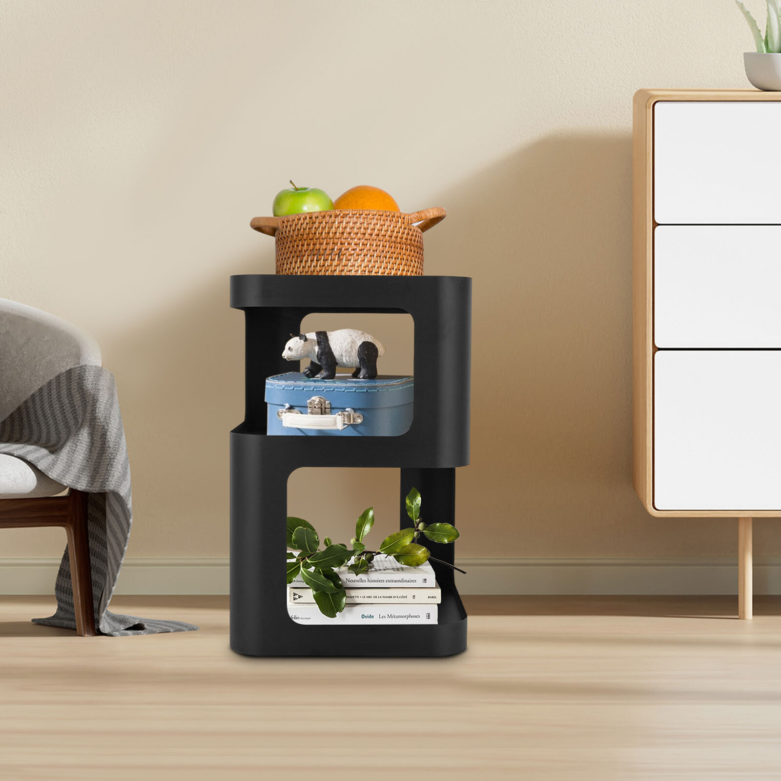 3 Tiers Coffee Table Modern Side Table Sofa Side End Table Bedside Tables Black