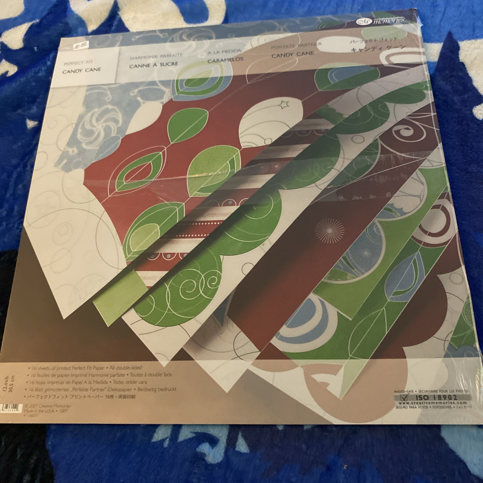 Creative Memories Perfect Fit Paper Pack CANDY CANE 12 Inch 16 Sheets NEW Pack
