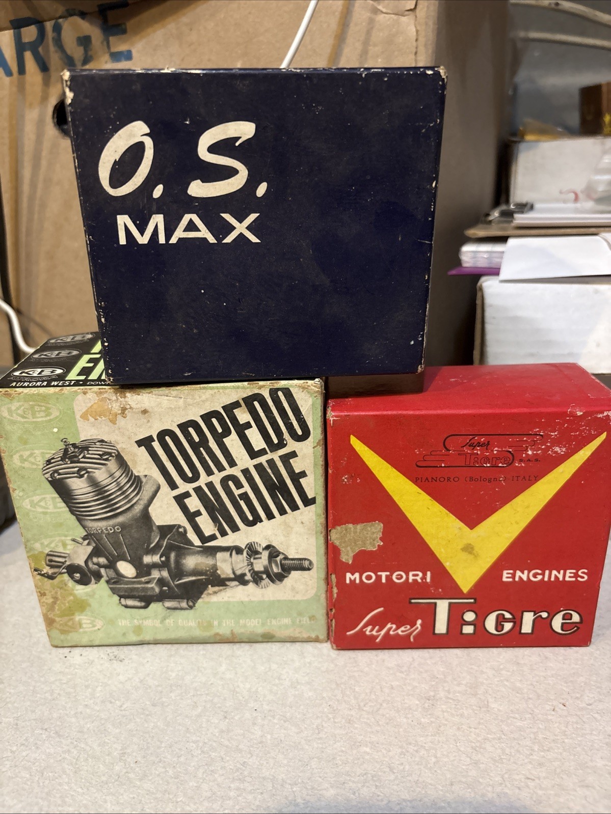 OS Max RC, Motori, K&B Radio Control Airplane Engine Motor Vtg Boxes Only (3)