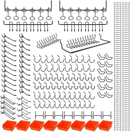 296 PCS Extra Thick 0.2'' Pegboard Hooks for 1/4" Peg Board Hanging Tools, He...