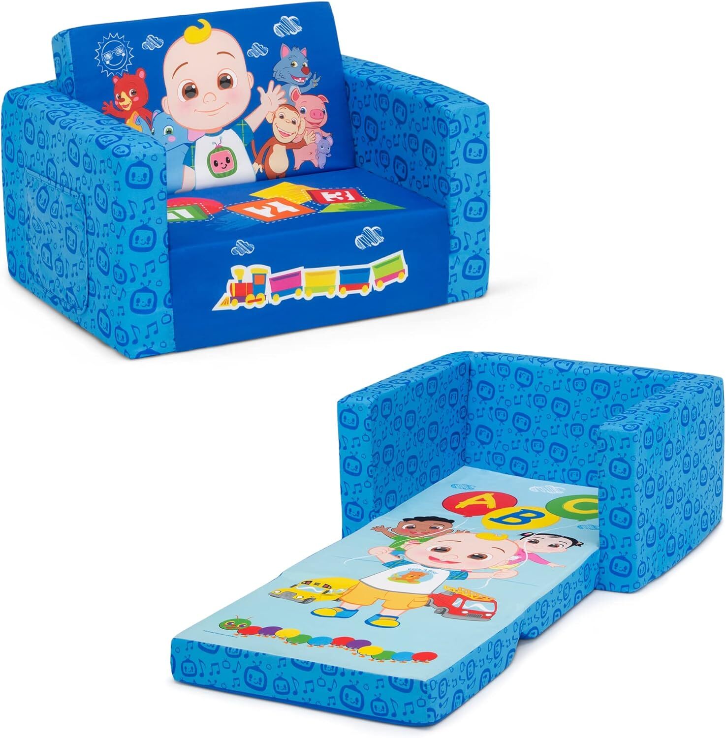 CoComelon Cozee Flip-Out Chair - 2-in-1 Convertible Sofa to Lounger for Kids by