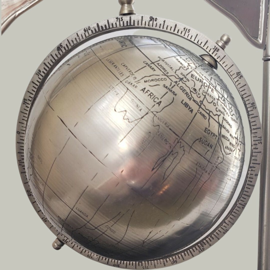 Desktop World Globe Silver/Black 6.5" on Stand