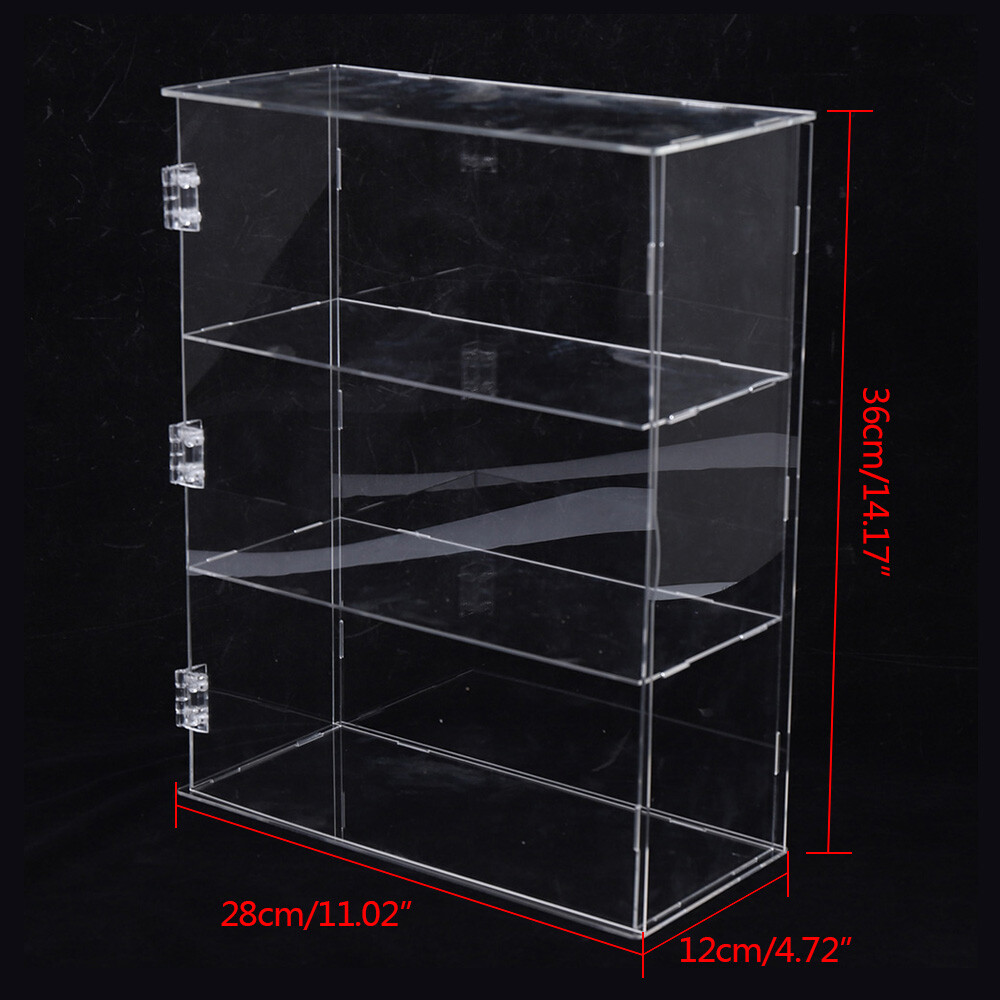 3-Tier Display Case Shelf Dustproof Clear Showcase Holder for Action Figures