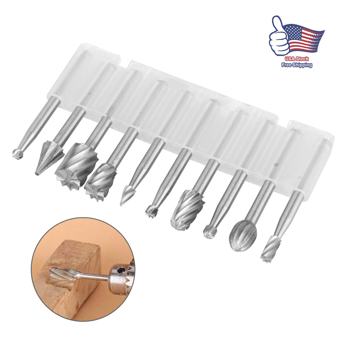 Tungsten Carbide Rotary Burr Set Grinder Bit 1/8" Shank For Dremel Rotary Tools