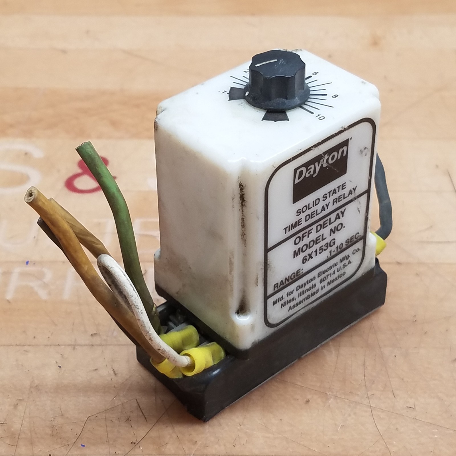 Dayton 6X153G Solid State Time Delay Relay, Range .1-10 Sec. - USED