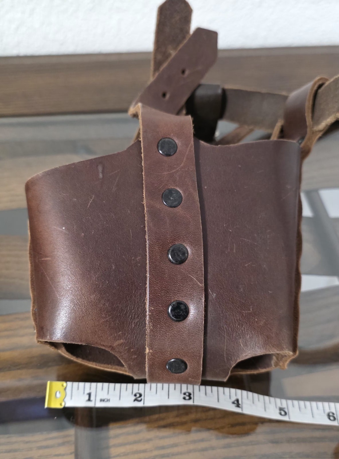 Genuine Leather Dog Muzzle Basket Style Adjustable Brown Large