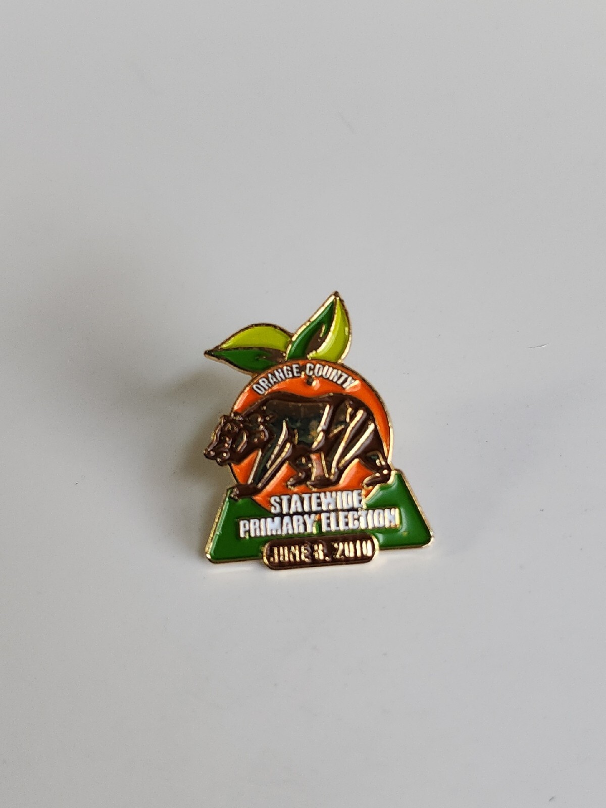 Orange County Statewide Primary Election Lapel Pin June 8 2010