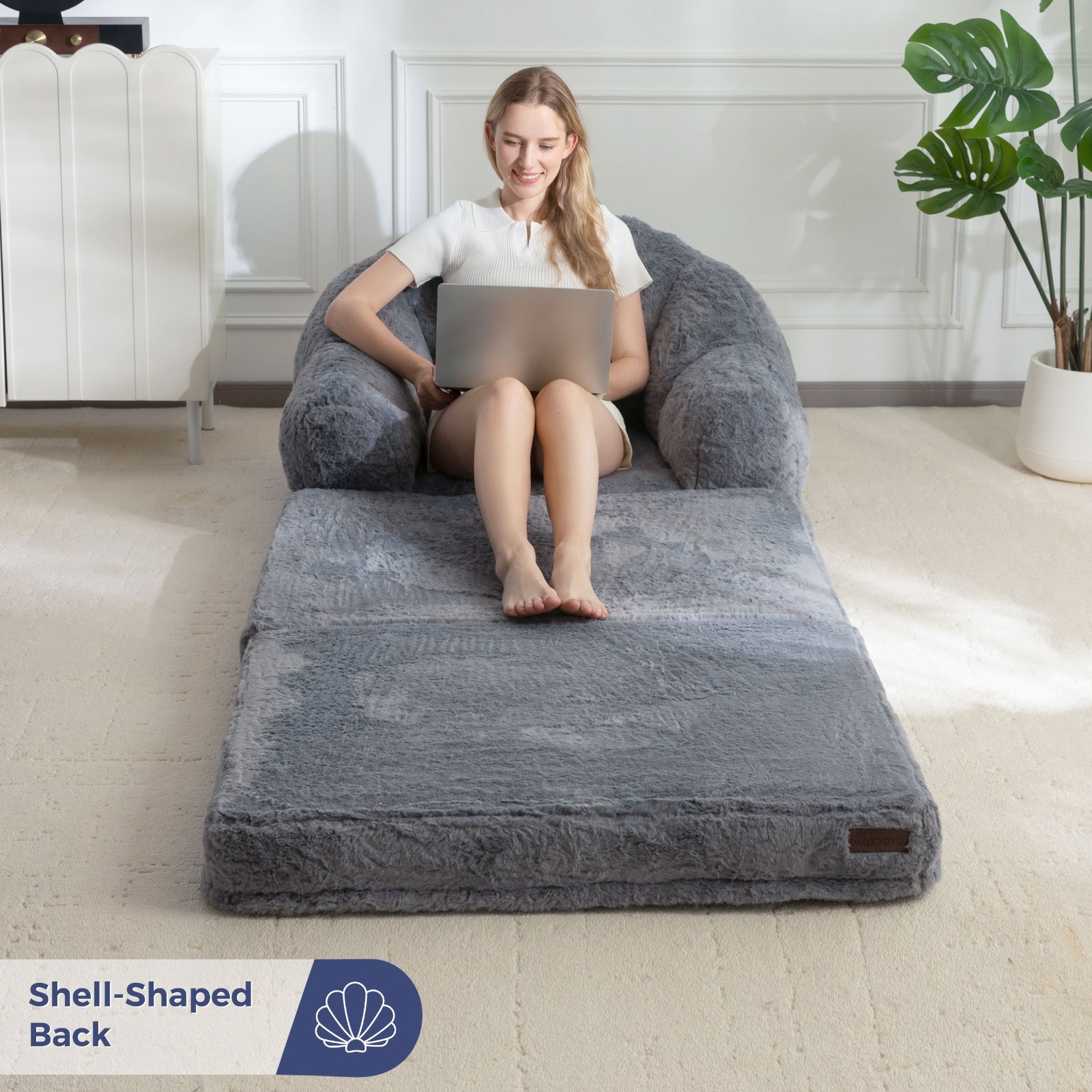 MAXYOYO Folding Sofa Bed,2-in-1 Convertible Sofa, Bean Bag Chair with Armrests