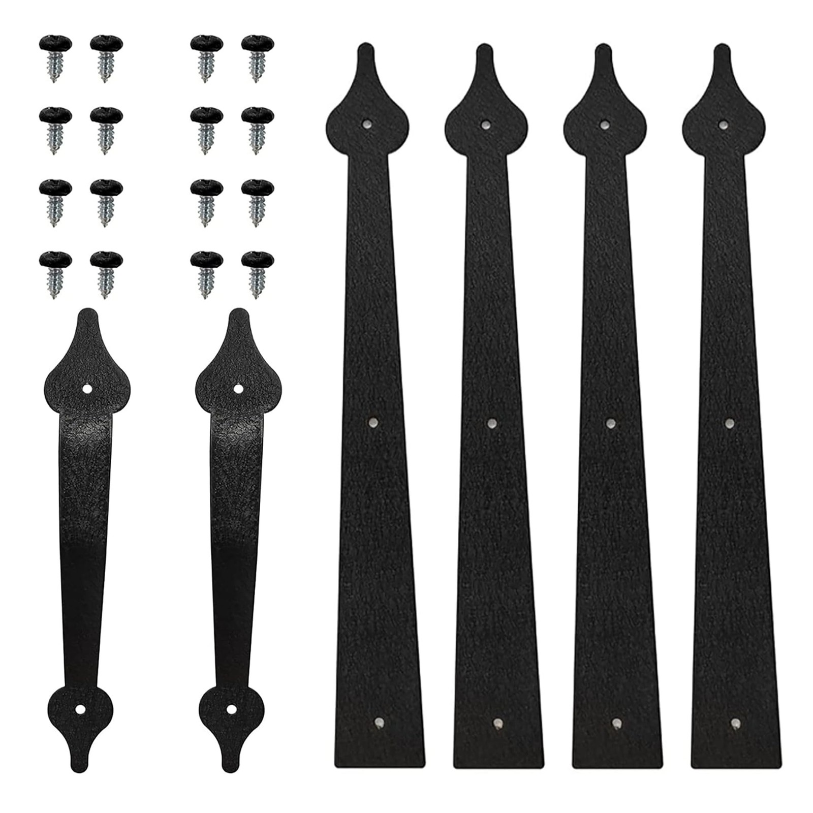 Steel Decorative Garage Door Hinges Handles Iron Hardware Kit Color Black 6 P...