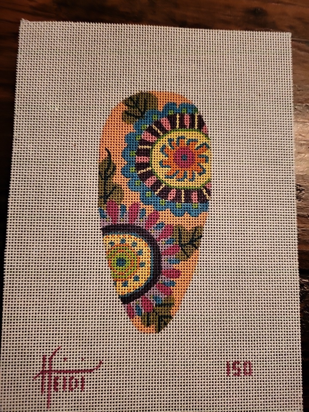 Mandala Floral Carrot Needlepoint Canvas By Heidi Stanley