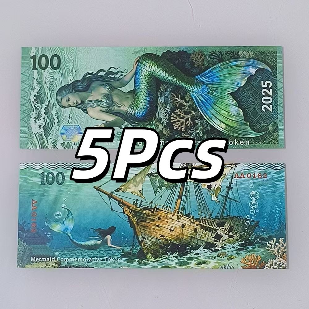 LOT 5 PCS Mermaid 2025 100 Hologram & Pearl UNC Free Shipping