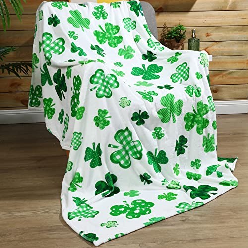 Christmas Throw Blanket Green Lucky Clovers and Shamrocks Throw Classic Style