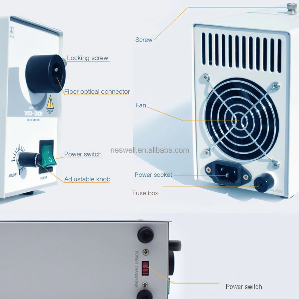 150W Single Hole Halogen Light Source for Microscope Medical Cold Light Source
