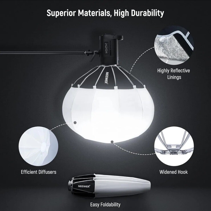 NEEWER 26"/65cm Lantern Softbox One Step Quick Release, 360° Light Diffuser with