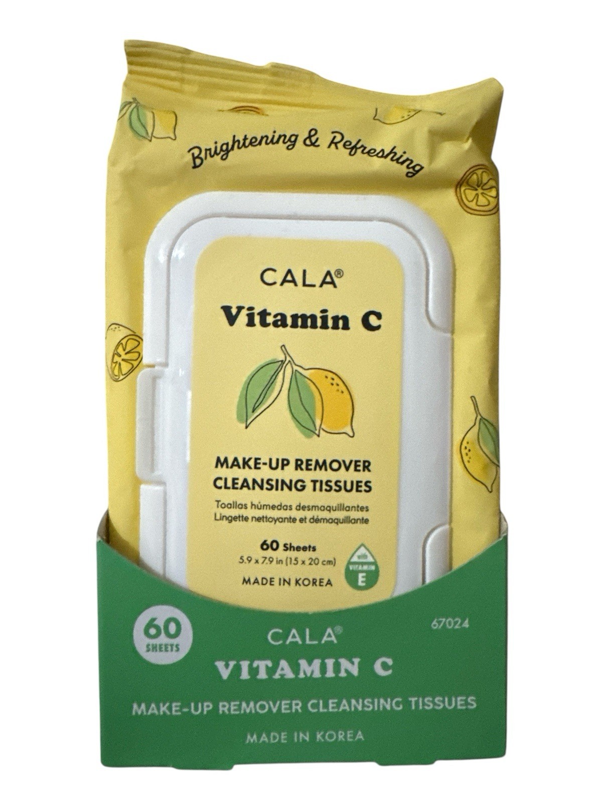 CALA Vitamin C Makeup Remover Cleansing Tissues Sulfate & Paraben Free 60 SHEETS
