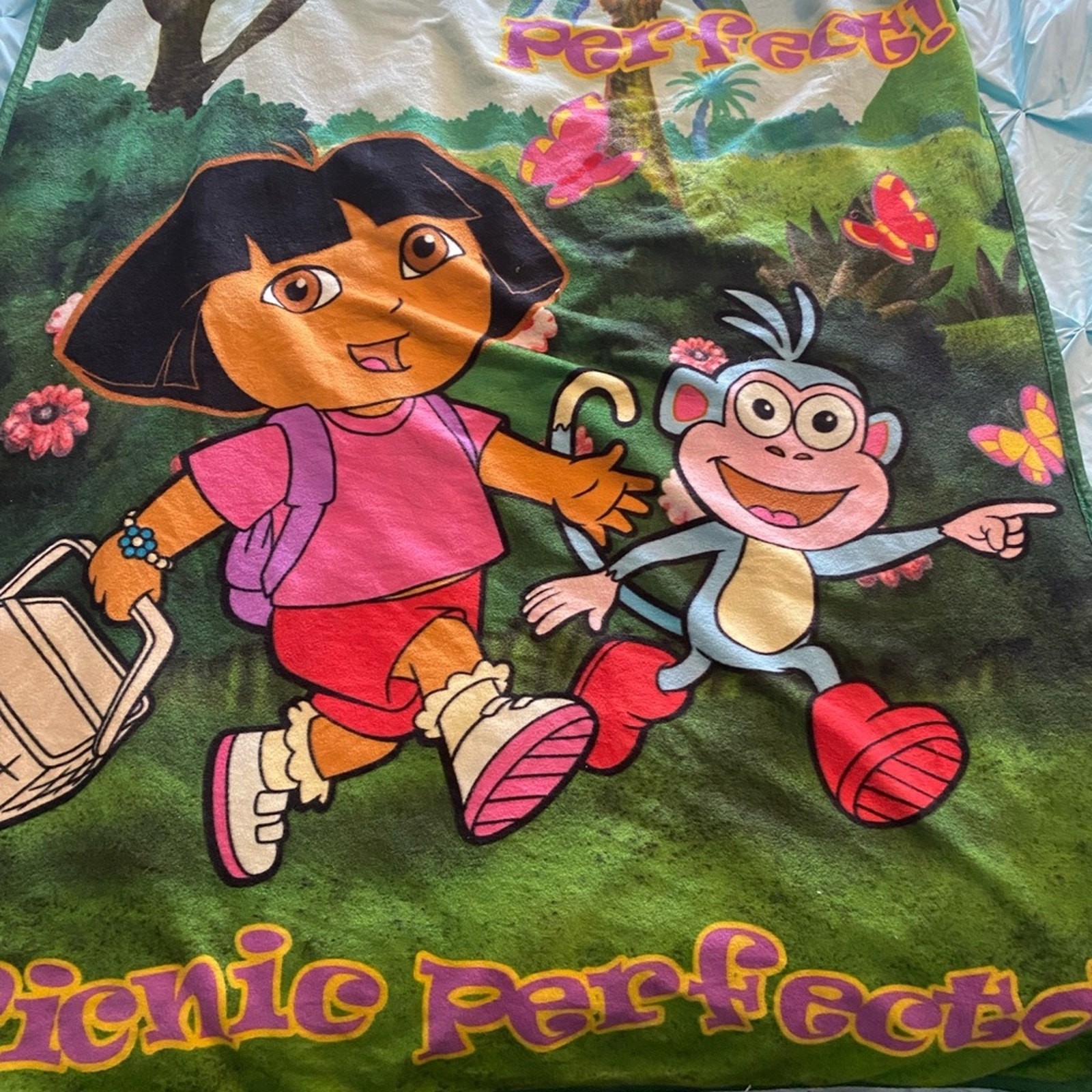 Dora the Explorer Kids Blanket - Green and Pink