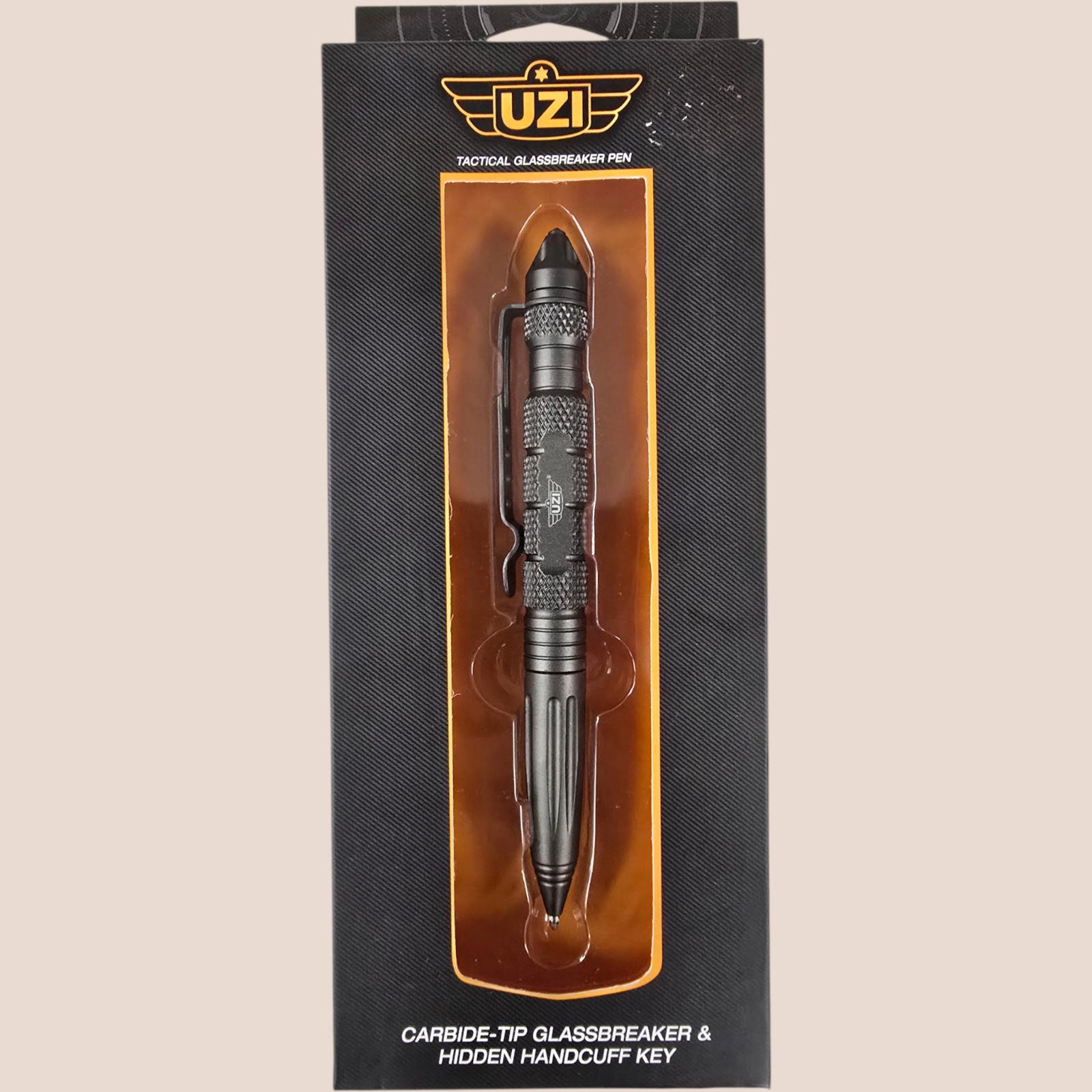 UZI Tactical Pen Gray Carbide Tip Glass Breaker Hidden Handcuff Key EDC Writing