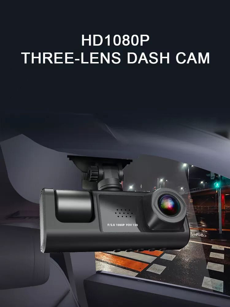 Front Rear Inside DVR Dash Cam with Night Vision & Loop Recording