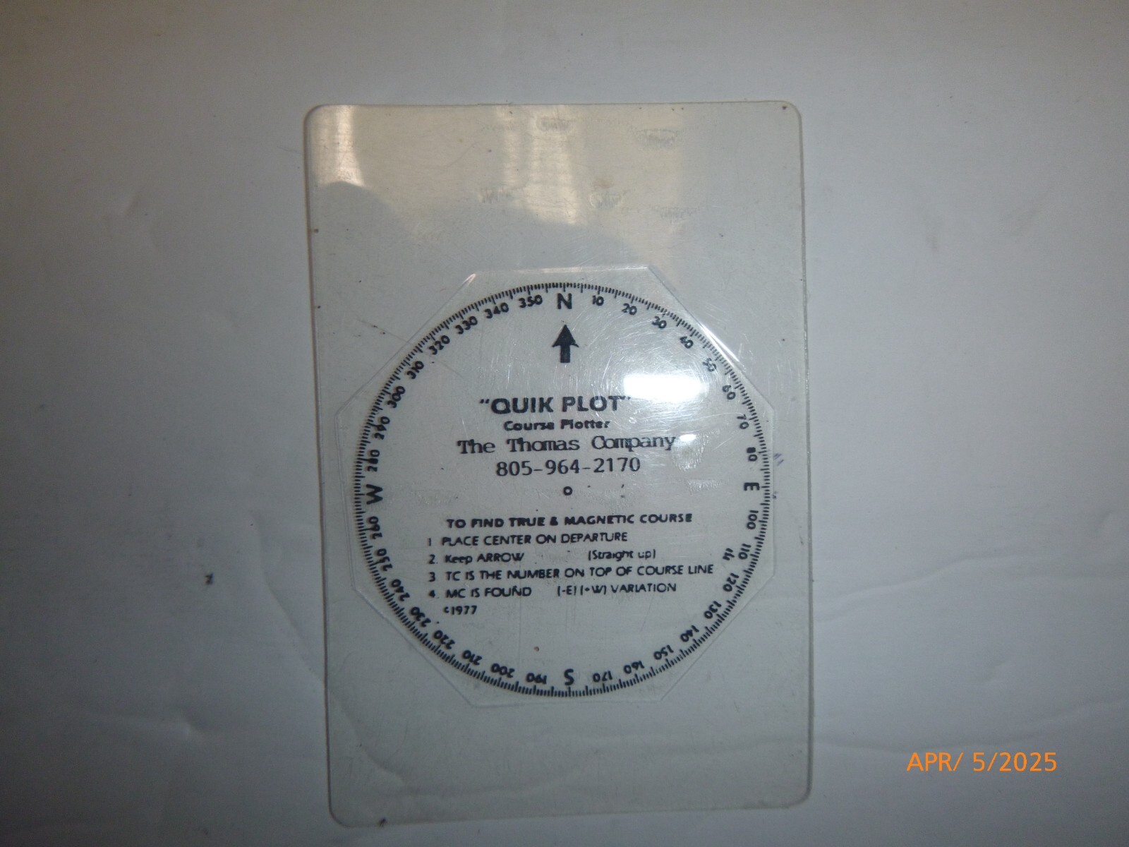 Thomas Company "Quick Plot" Aviation Course Plotter