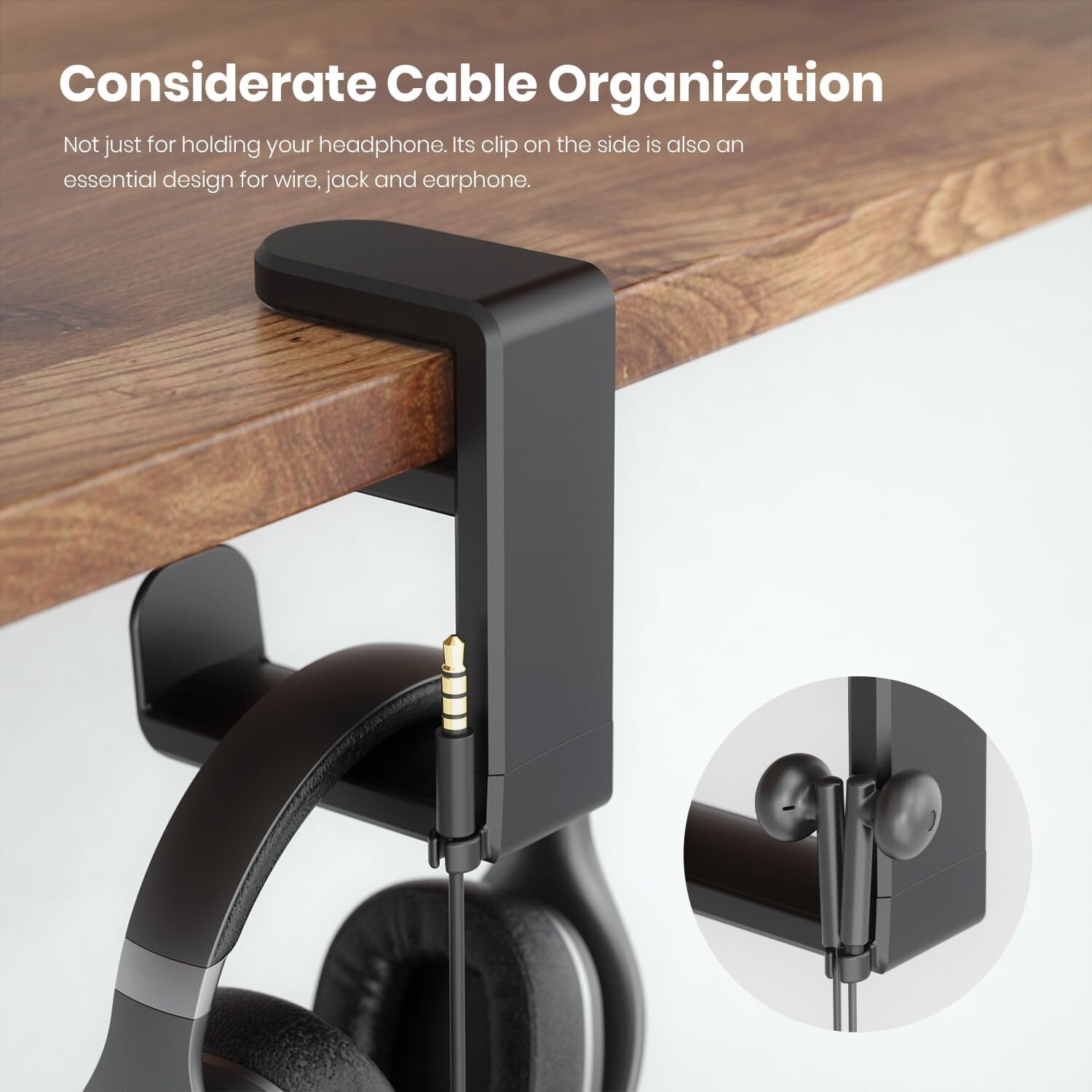 PC Gaming Headset Headphone Hook Holder Hanger Mount Under Desk +Cable Clip