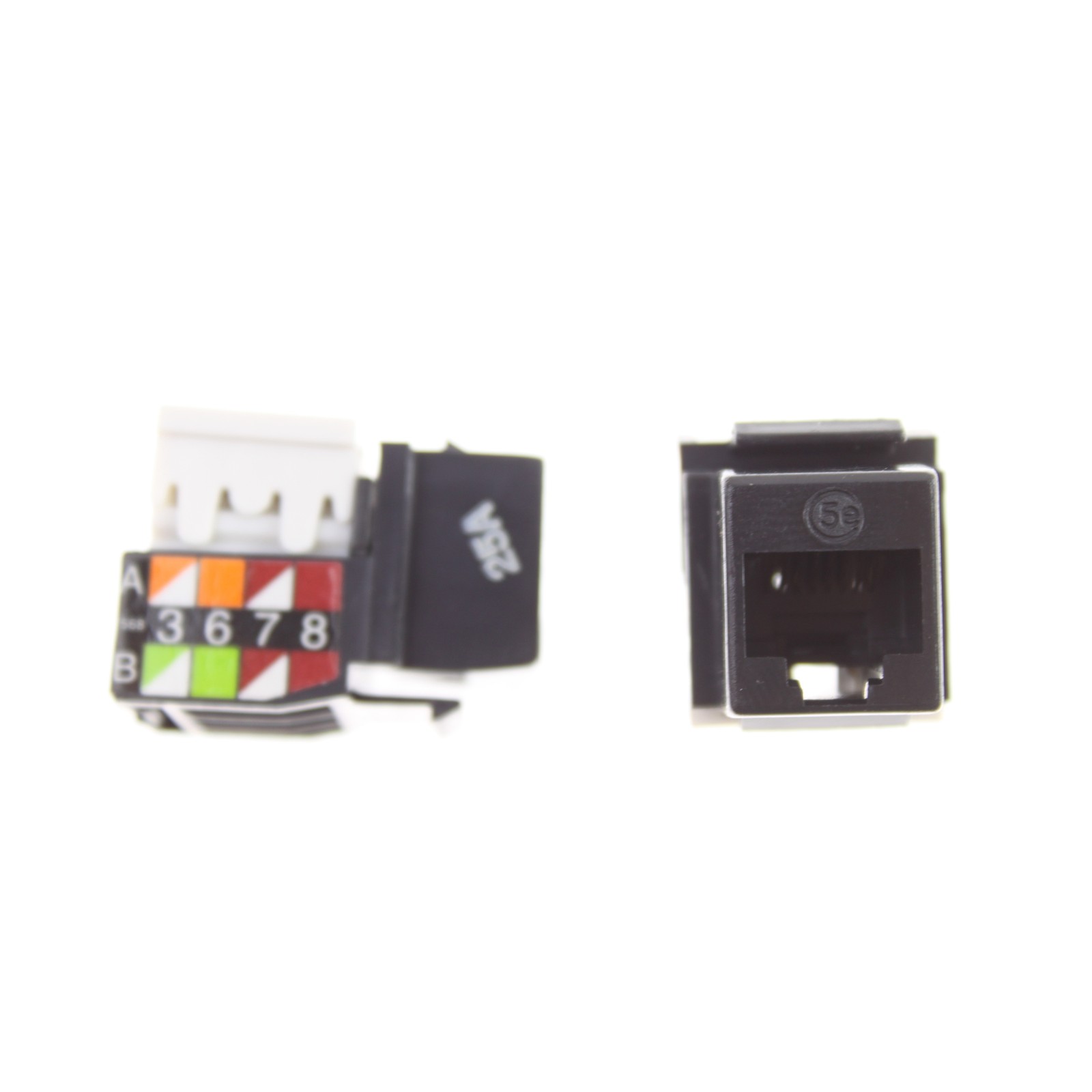 PASS & SEYMOUR LEGRAND EI201AM DUAL CAT5E KEYSTONE JACK, UTP RJ45 BLACK (2 PACK)